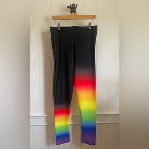 A.O.W. Leggings, L,  Black Rainbow Athletic Leggings